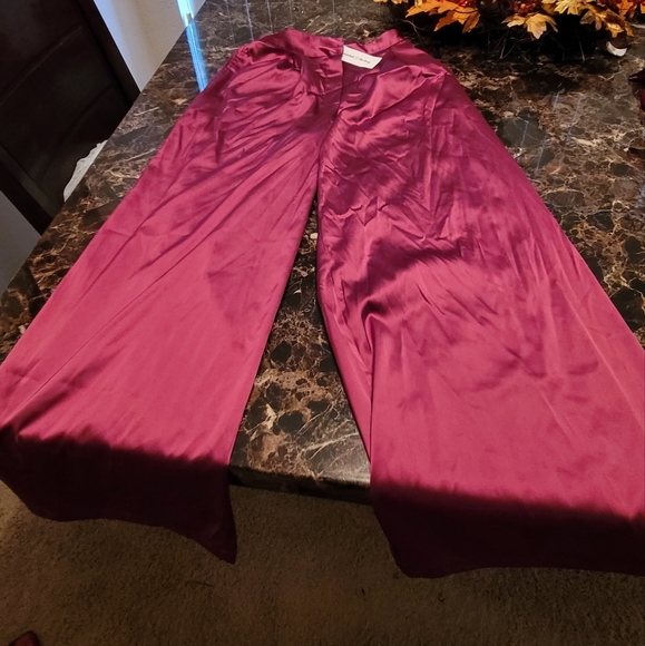 TenickaB x Amazon Drop Orchid Wide Leg Satin Pant - Picture 2 of 8